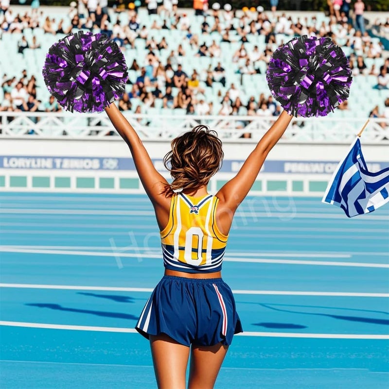 Hooshing 4PCS Pom Poms Cheerleading with Finger-Friendly Handle for Cheering Squad & Dance Team - Image 5